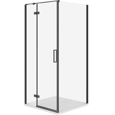 CERSANIT Kabina prysznicowa JOTA lewa czarna 80x80 z brodzikiem TAKO slim biały mat S601-147