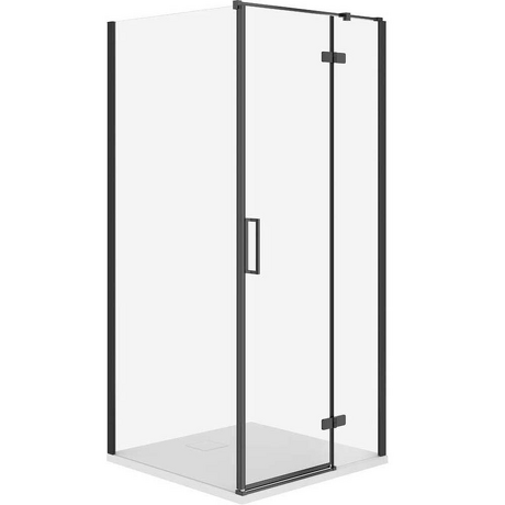CERSANIT Kabina prysznicowa JOTA prawa czarna 80x80 z brodzikiem TAKO slim biały S601-174