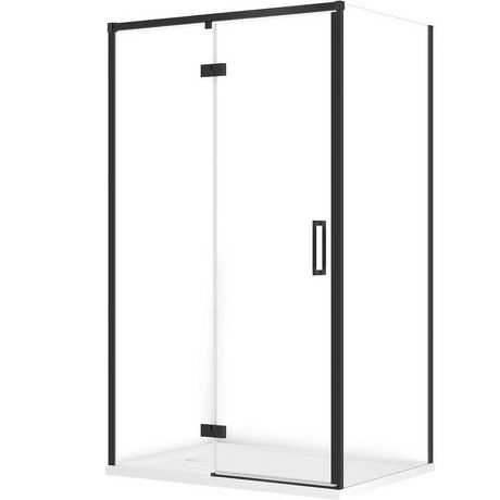 CERSANIT Kabina prysznicowa LARGA lewa czarna 120x90 z brodzikiem TAKO 120x90x4 biały S601-335