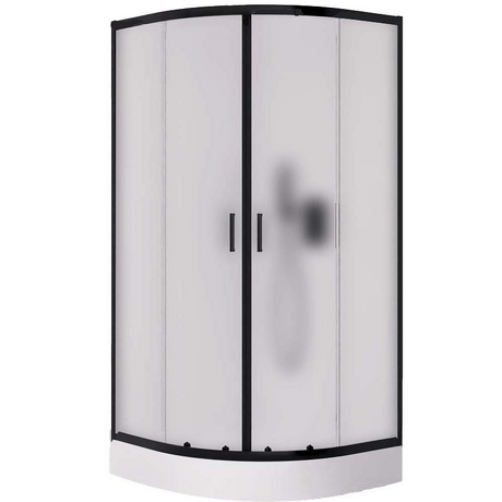 NEW TRENDY Kabina prysznicowa SUVIA BLACK półokrągła z brodzikiem 90x90 szkło satynowe ZS-0018