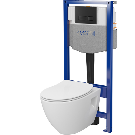 CERSANIT Zestaw podtynkowy SYSTEM 50 mech, miska Moduo Plus, deska, przycisk czarny mat S701-766