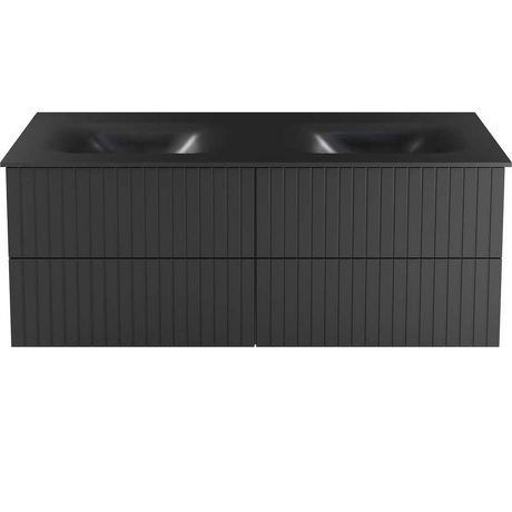 BESCO Szafka z umywalką podwójną AKYA LINEA 131 gun metal + korek klik-klak biały #KAL-131 -GGW