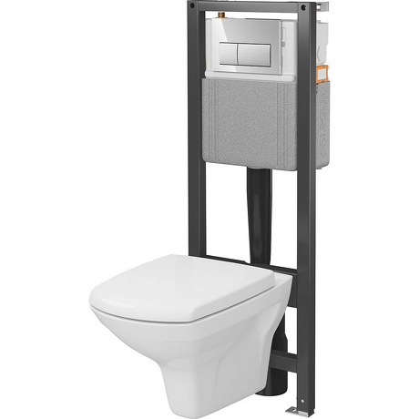 CERSANIT Zestaw podtynkowy CROMO NEW 40 mechaniczny, miska, deska, przycisk chrom S4012-001