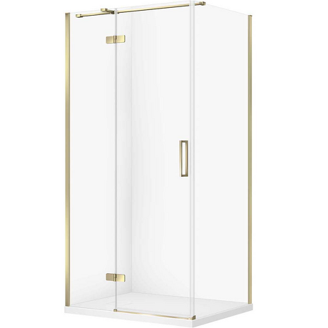CERSANIT Zestaw kabina prostokątna JOTA lewa 100x80 złota, brodzik TAKO SLIM biały S601-383