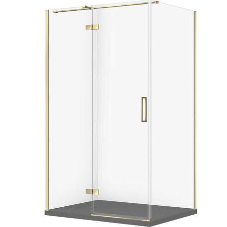 CERSANIT Zestaw kabina prostokątna JOTA lewa 120x90 złota, brodzik TAKO SLIM szary mat S601-411