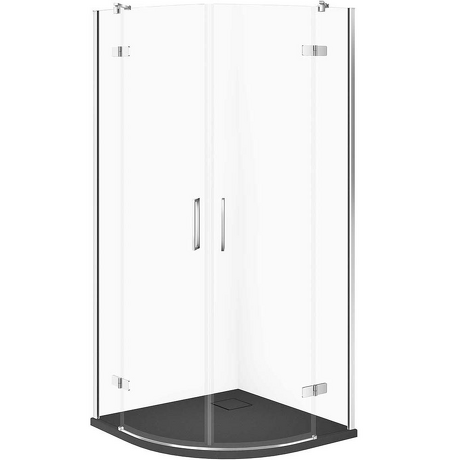 CERSANIT Zestaw kabina półokrągła JOTA 80x80 chrom, brodzik TAKO SLIM szary mat S601-436
