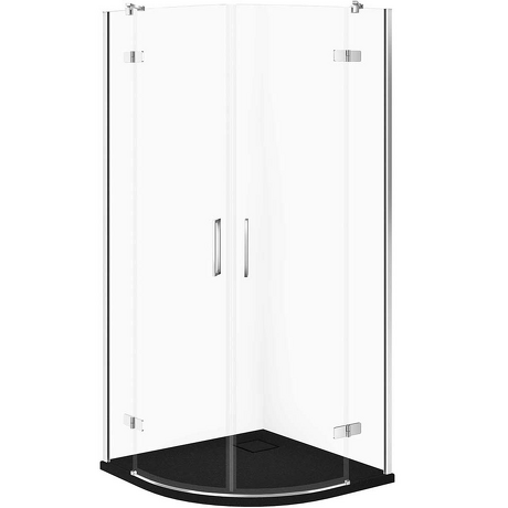CERSANIT Zestaw kabina półokrągła JOTA 80x80 chrom, brodzik TAKO SLIM czarny mat S601-437