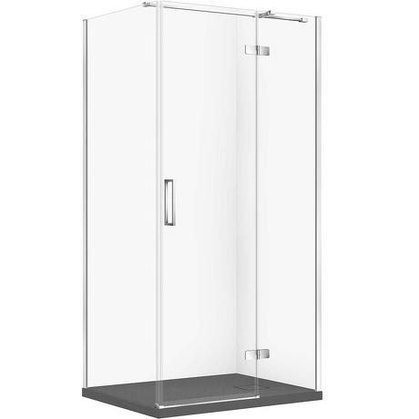 CERSANIT Zestaw kabina prostokątna JOTA prawa 100x80 chrom, brodzik TAKO SLIM szary mat S601-426
