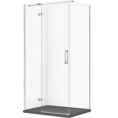 CERSANIT Zestaw kabina prostokątna JOTA lewa 100x80 chrom, brodzik TAKO SLIM szary mat S601-427