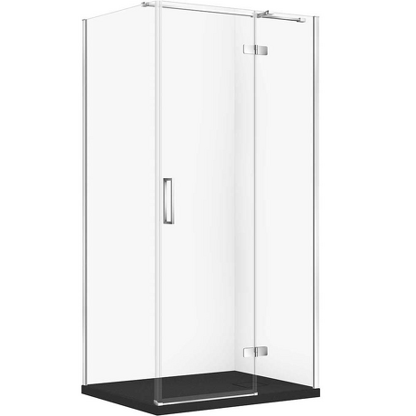 CERSANIT Zestaw kabina prostokątna JOTA prawa 100x80 chrom, brodzik TAKO SL czarny mat S601-428