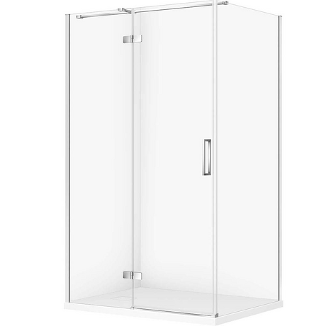 CERSANIT Zestaw kabina prostokątna JOTA lewa 120x90 chrom, brodzik TAKO SLIM biały mat S601-417