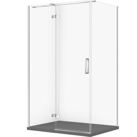 CERSANIT Zestaw kabina prostokątna JOTA lewa 120x90 chrom, brodzik TAKO SLIM szary mat S601-419