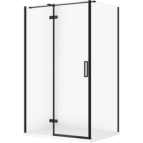 CERSANIT Zestaw kabina prostokątna JOTA prawa 120x90 czarna, brodzik TAKO SLIM biały S601-398