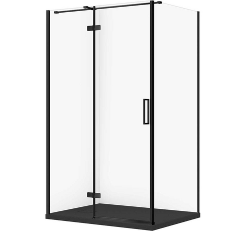 CERSANIT Zestaw kabina prostokątna JOTA lewa 120x90 czarna, brodzik TAKO SL czarny mat S601-405