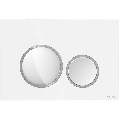 CERSANIT Przycisk spłukujący do WC LUNA biały błyszczący, ring chrom błyszczący K97-0627