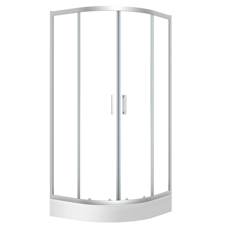 LAVEO Kabina prysznicowa półokrągła DESNA z brodzikiem 90x90x201 chrom JKDD096Z