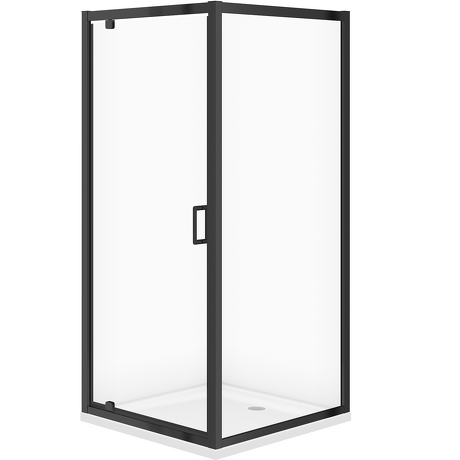 CERSANIT Zestaw kabina ARTECO kwadratowa 90x190 czarna z brodzikiem TAKO 90x4 biały S913-020