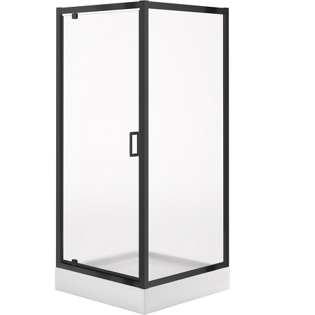 CERSANIT Zestaw kabina ARTECO kwadratowa 80x190 czarna z brodzikiem TAKO 80x16 biały S913-021