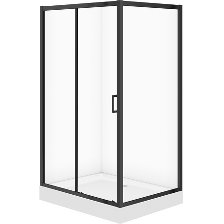 CERSANIT Zestaw kabina ARTECO prostokątna 120x90x190 czarna z brodzikiem TAKO 120x16 S913-031