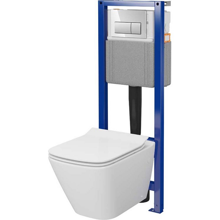 MITO Zestaw podtynkowy MESTO SQUARE SYSTEM 40 mechaniczny z miską, deską i przyciskiem S701-830