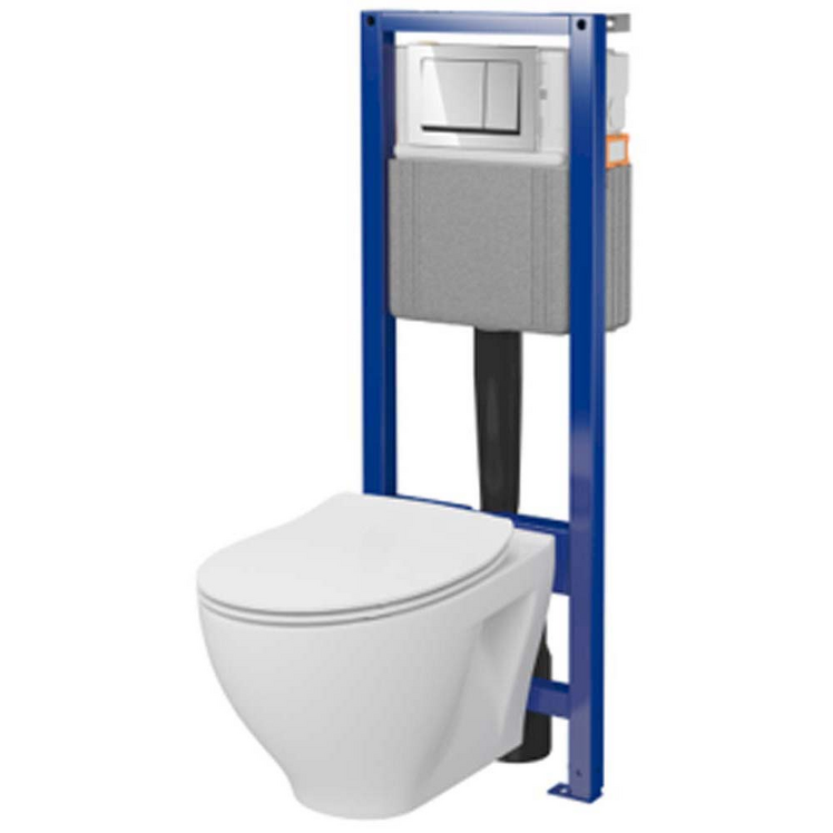 Zestaw podtynkowy SYSTEM 40 mechaniczny, miska SAVIO, deska, przycisk chrom S701-828