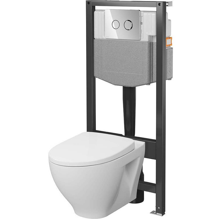CERSANIT Zestaw podtynkowy SYSTEM 50 pneumatyczny, miska NIKO, deska, przycisk chrom S4013-001