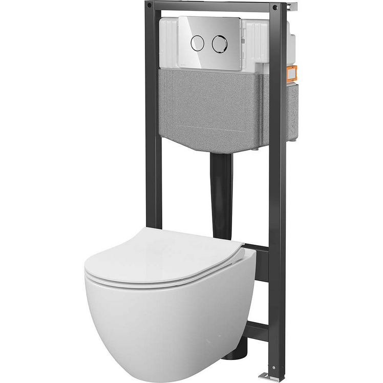 CERSANIT Zestaw podtynkowy GARDA SYSTEM 50 pneumatyczny, miska, deska, przycisk chrom S4015-001