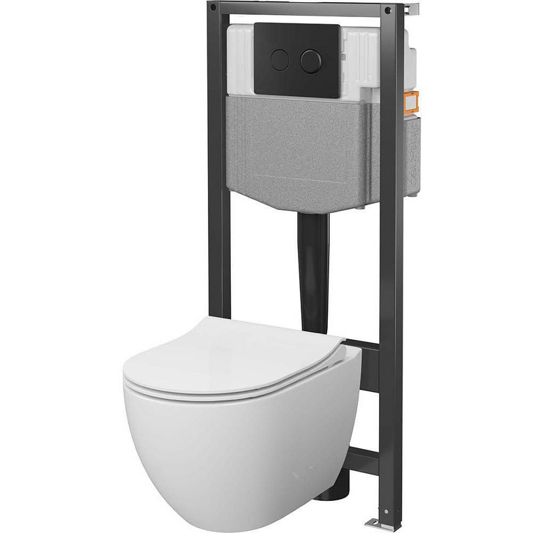 CERSANIT Zestaw podtynkowy GARDA SYSTEM 50 pneumatyczny, miska, deska, przycisk czarny S4015-002