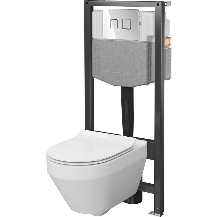 Zestaw podtynkowy SYSTEM 50 pneumatyczny, miska wirowa CREA, deska, przycisk chrom S4023-001