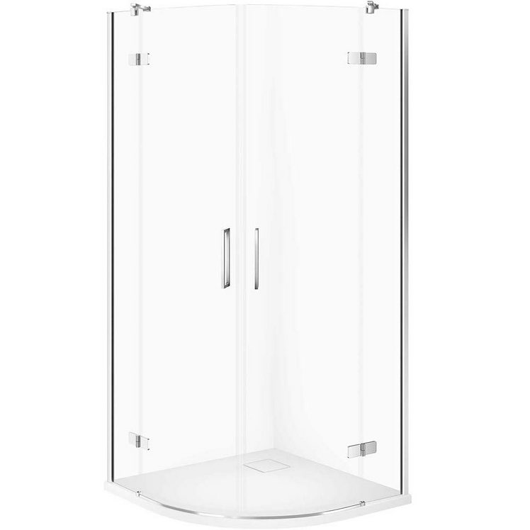 CERSANIT Zestaw kabina półokrągła JOTA 80x80 chrom, brodzik TAKO SLIM biały mat S601-435