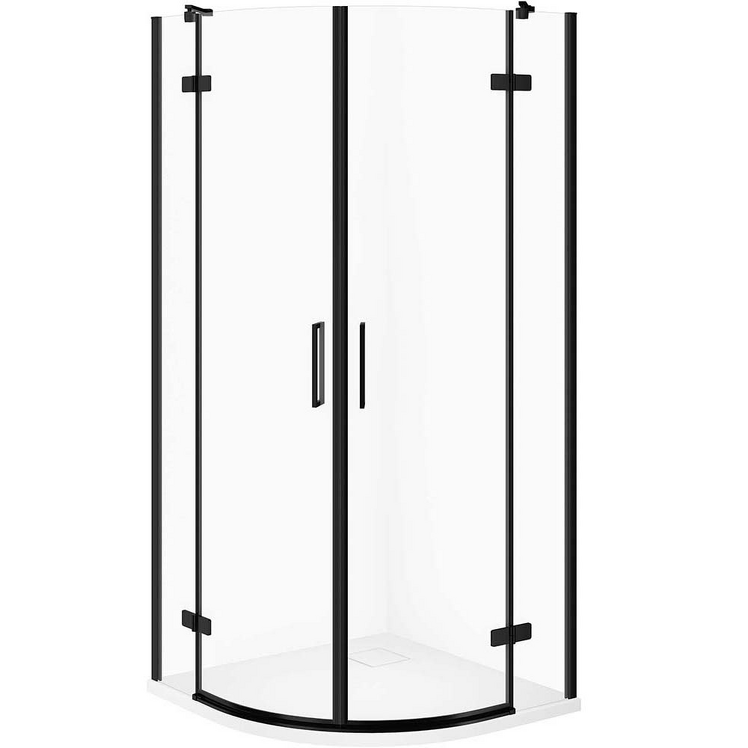 CERSANIT Zestaw kabina półokrągła JOTA 80x80 czarna, brodzik TAKO SLIM biały S601-438