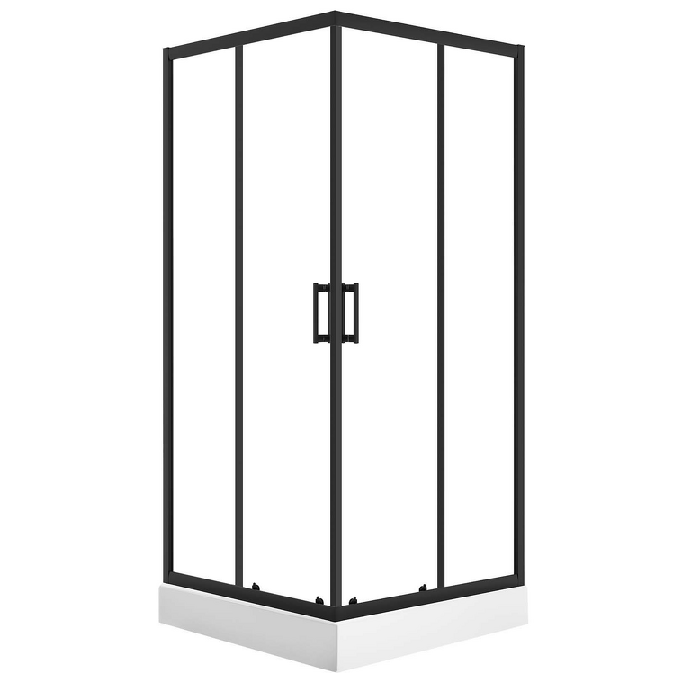 LAVEO Kabina prysznicowa kwadratowa DESNA z brodzikiem 80x80x201 czarna JKDD786K