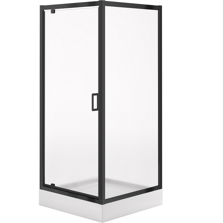 CERSANIT Zestaw kabina ARTECO kwadratowa 90x190 czarna z brodzikiem TAKO 90x16 S913-022